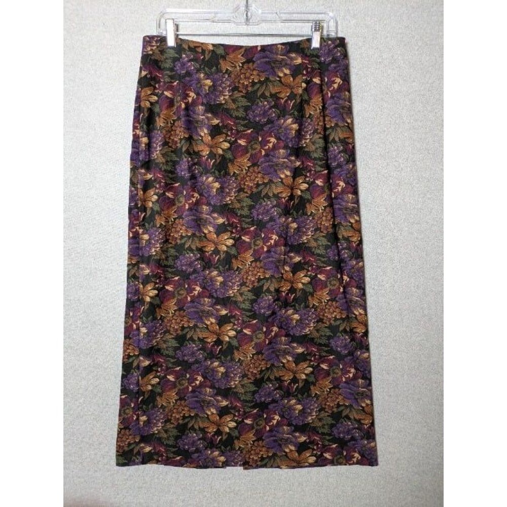 Vintage Maxi Skirt Size 12 Floral Tapestry Goblincore Cottagecore Office Siren
